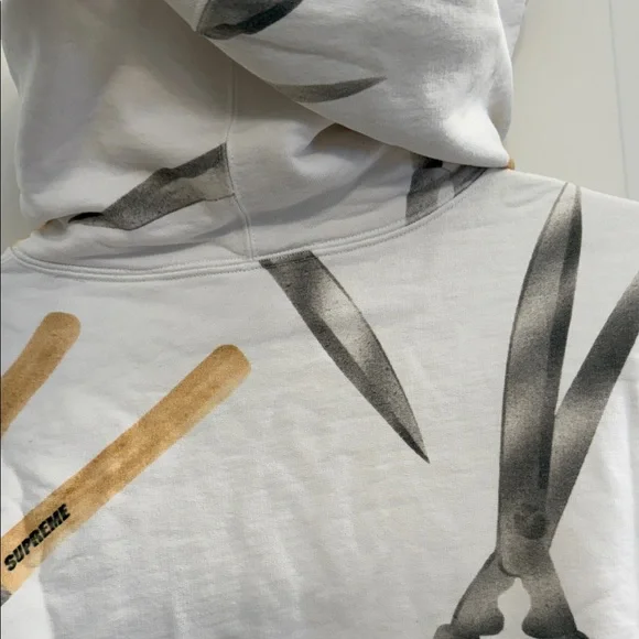 Supreme Shears Print Hoodie in White and Tan - Picture 13 of 13